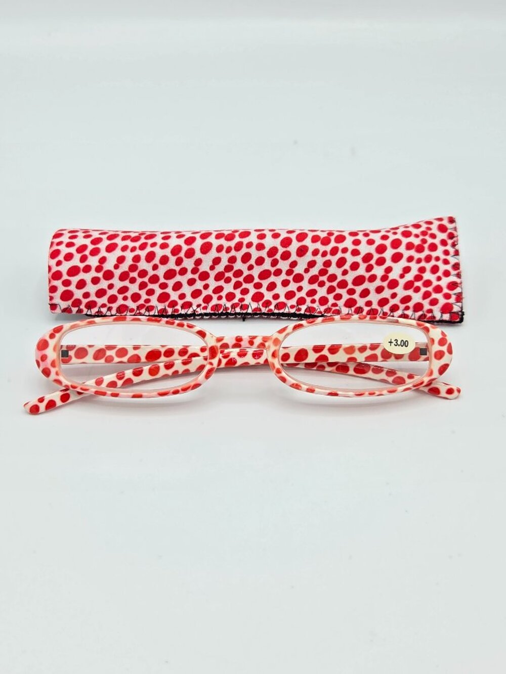 Reading Glasses with Matching Case - Red & White Polka Dot